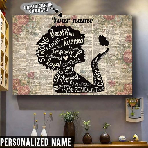 Personalized Name Black Girl Canvas QFHY110501